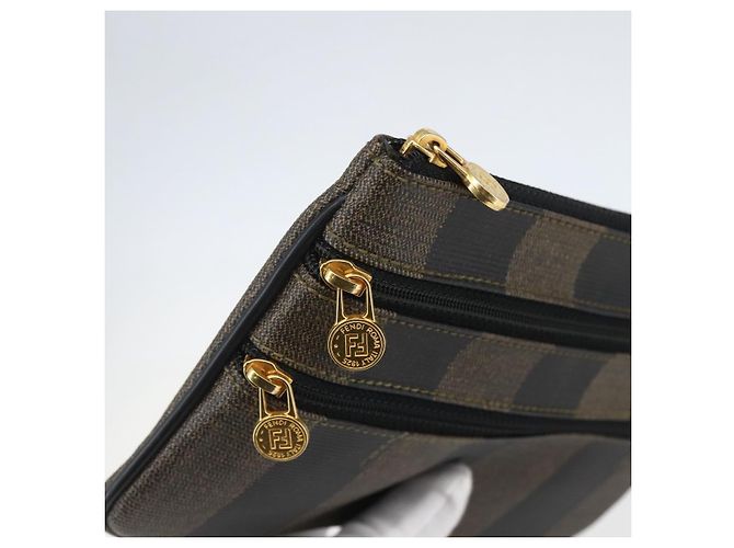 Pequin FENDI Pecan Canvas Tasche PVC Schwarz Braun Auth 157951 - Ansicht 8