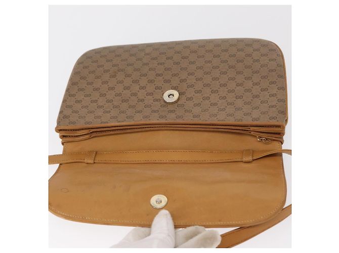 Gucci Borsa a Spalla Micro GG Supreme PVC Beige Oro 104 004 0024 Auth BA9178 D'oro - vista 16