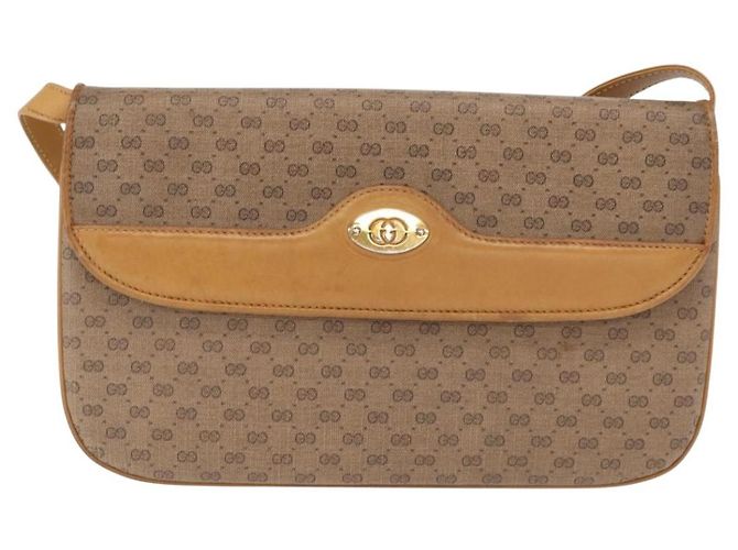 Gucci Borsa a Spalla Micro GG Supreme PVC Beige Oro 104 004 0024 Auth BA9178 D'oro - vista 2