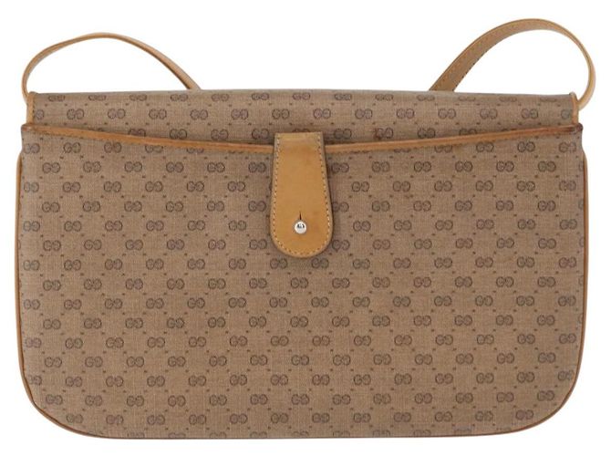 Gucci Borsa a Spalla Micro GG Supreme PVC Beige Oro 104 004 0024 Auth BA9178 D'oro - vista 3