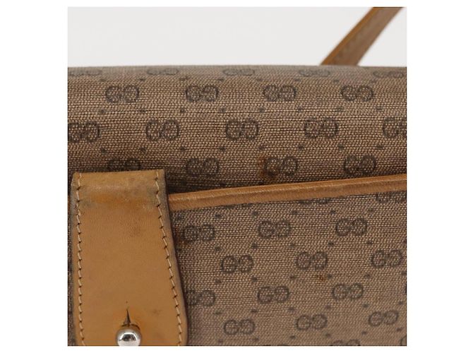 Gucci Borsa a Spalla Micro GG Supreme PVC Beige Oro 104 004 0024 Auth BA9178 D'oro - vista 4