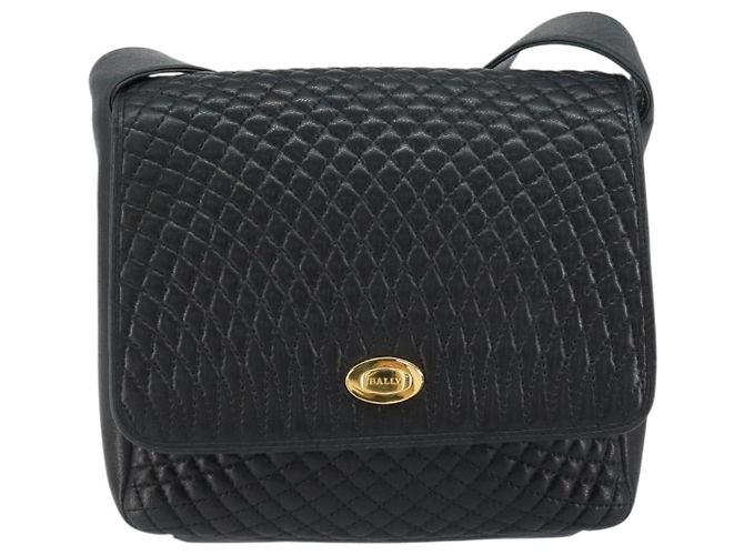 BALLY Borsa a Spalla in Pelle Nera e Oro Auth BA9032 Nero D'oro - vista 13