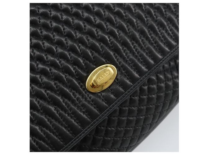 BALLY Borsa a Spalla in Pelle Nera e Oro Auth BA9032 Nero D'oro - vista 17