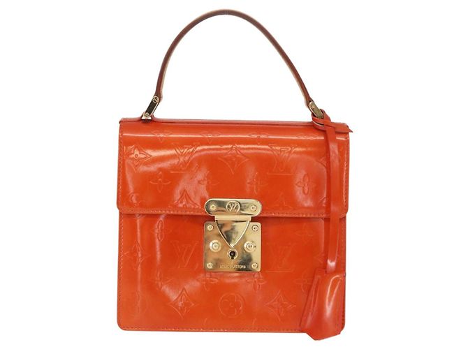 LOUIS VUITTON Borsa a Mano Spring Street Monogram Vernis Arancione M91025 Auth 158151 - vista 13