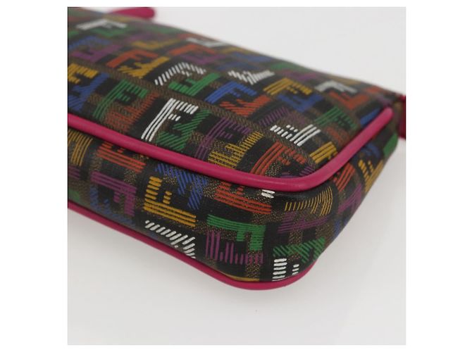 FENDI Zucchino Canvas Accessory Pouch Multicolor Gold Auth 159466V Multiple colors Golden - view 14