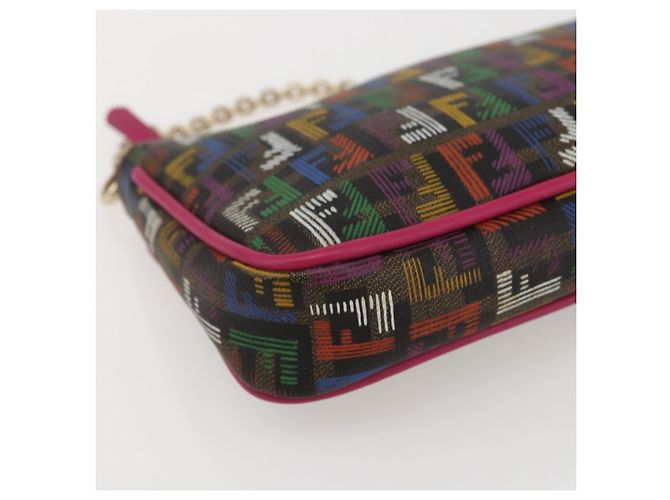 FENDI Zucchino Canvas Accessory Pouch Multicolor Gold Auth 159466V Multiple colors Golden - view 15