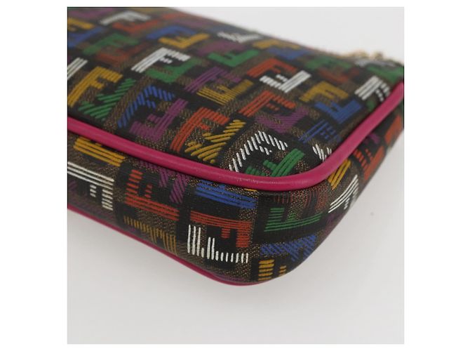 FENDI Zucchino Canvas Accessory Pouch Multicolor Gold Auth 159466V Multiple colors Golden - view 16