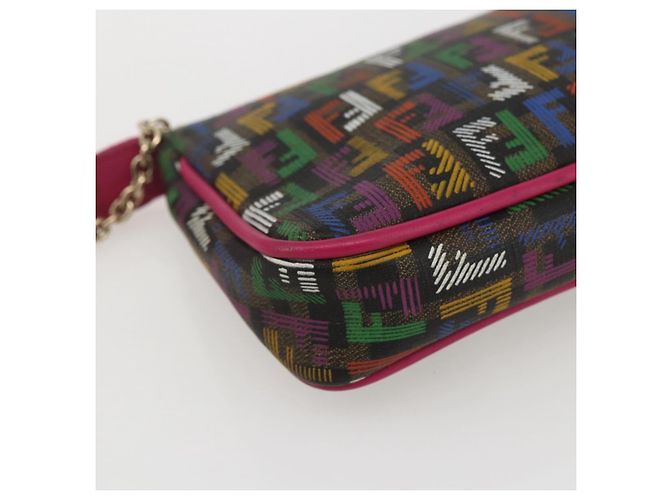 FENDI Zucchino Canvas Accessory Pouch Multicolor Gold Auth 159466V Multiple colors Golden - view 17