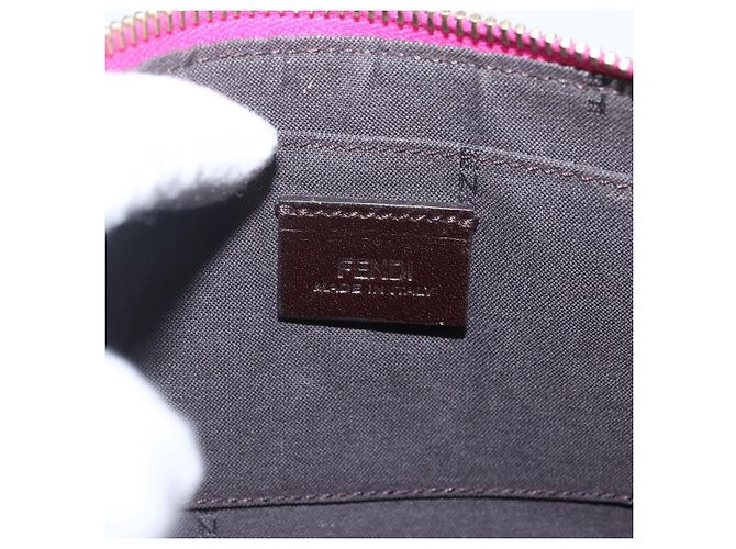 FENDI Zucchino Canvas Accessory Pouch Multicolor Gold Auth 159466V Multiple colors Golden - view 18