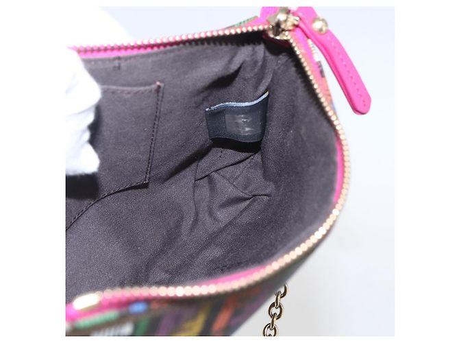 FENDI Zucchino Canvas Accessory Pouch Multicolor Gold Auth 159466V Multiple colors Golden - view 19