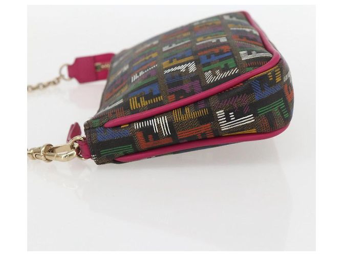 FENDI Zucchino Canvas Accessory Pouch Multicolor Gold Auth 159466V Multiple colors Golden - view 3