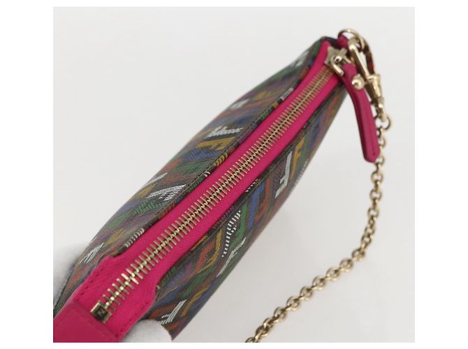 FENDI Zucchino Canvas Accessory Pouch Multicolor Gold Auth 159466V Multiple colors Golden - view 6
