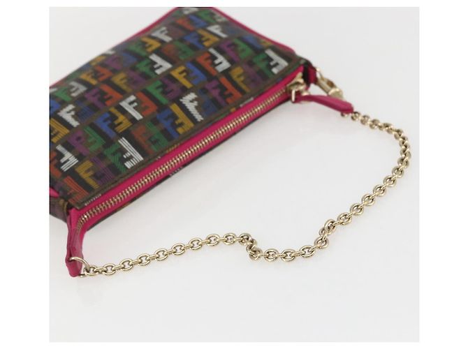 FENDI Zucchino Canvas Accessory Pouch Multicolor Gold Auth 159466V Multiple colors Golden - view 7