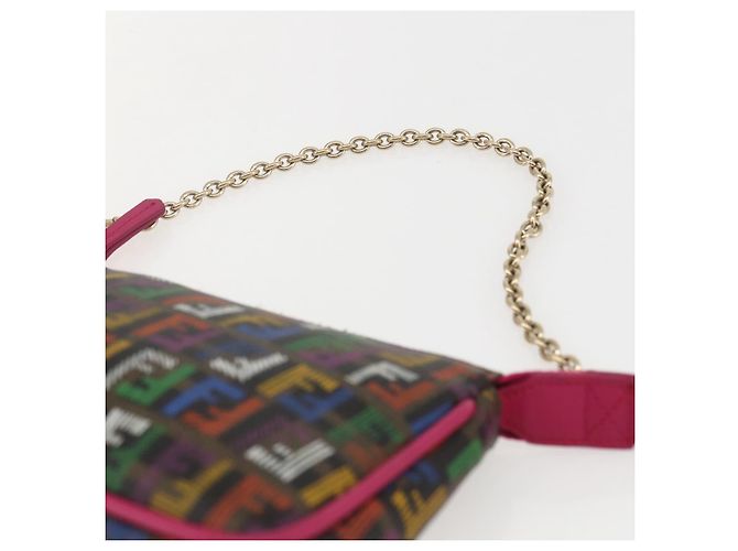 FENDI Zucchino Canvas Accessory Pouch Multicolor Gold Auth 159466V Multiple colors Golden - view 8