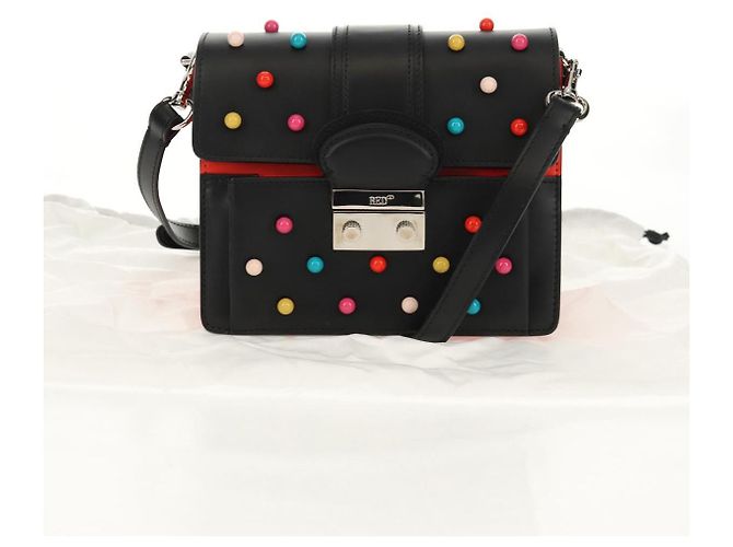 Borsa a Spalla in Pelle Nera Valentino Argento Auth bs32041V Nero - vista 12