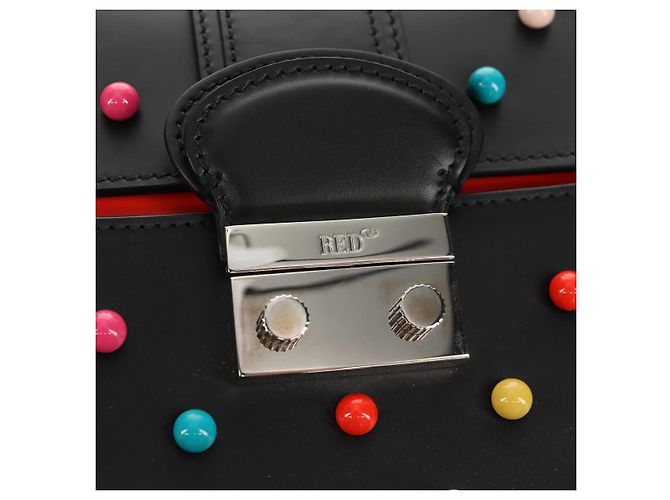 Borsa a Spalla in Pelle Nera Valentino Argento Auth bs32041V Nero - vista 19
