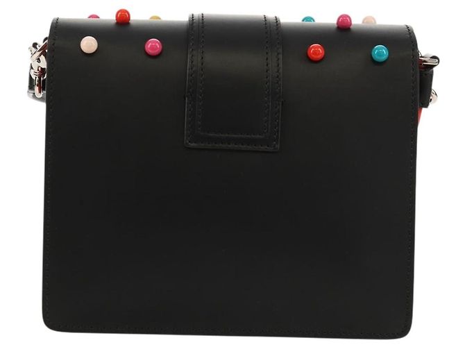 Borsa a Spalla in Pelle Nera Valentino Argento Auth bs32041V Nero - vista 2