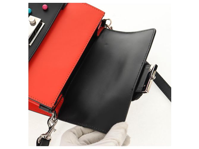 Borsa a Spalla in Pelle Nera Valentino Argento Auth bs32041V Nero - vista 20
