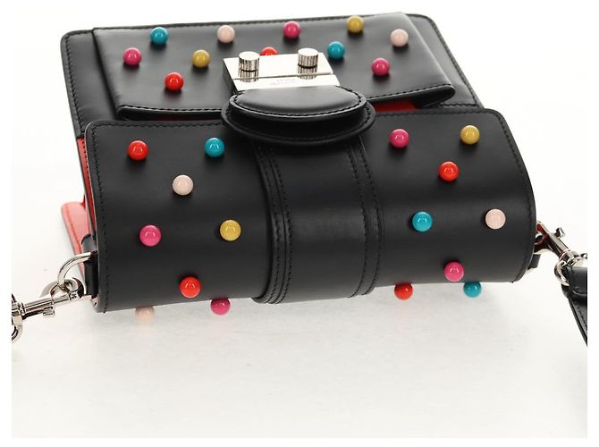 Borsa a Spalla in Pelle Nera Valentino Argento Auth bs32041V Nero - vista 6
