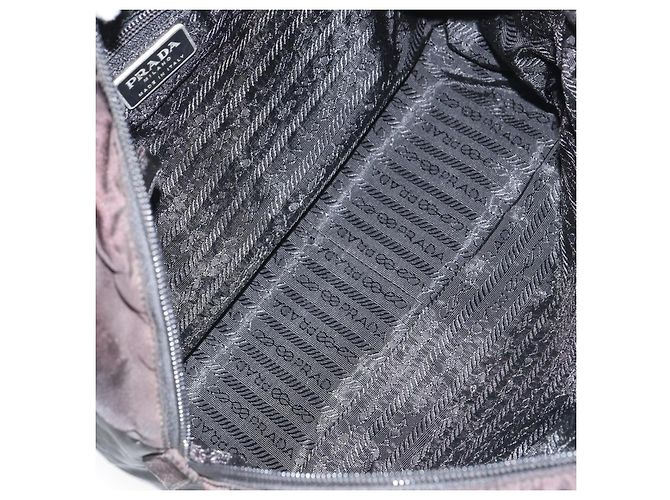 PRADA Borsa a mano in nylon nero argento Auth 158483 - vista 11