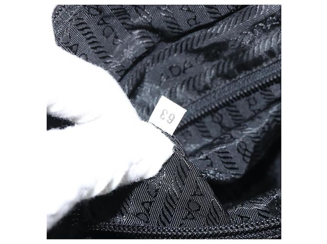 PRADA Borsa a mano in nylon nero argento Auth 158483 - vista 12