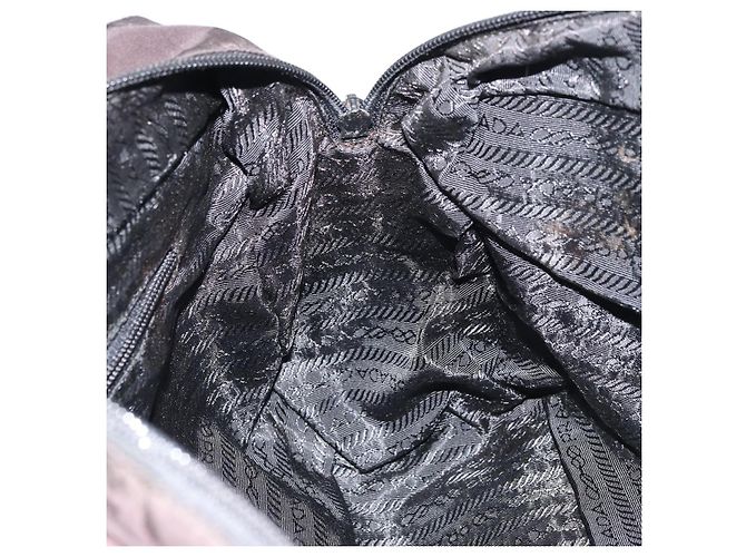PRADA Borsa a mano in nylon nero argento Auth 158483 - vista 19