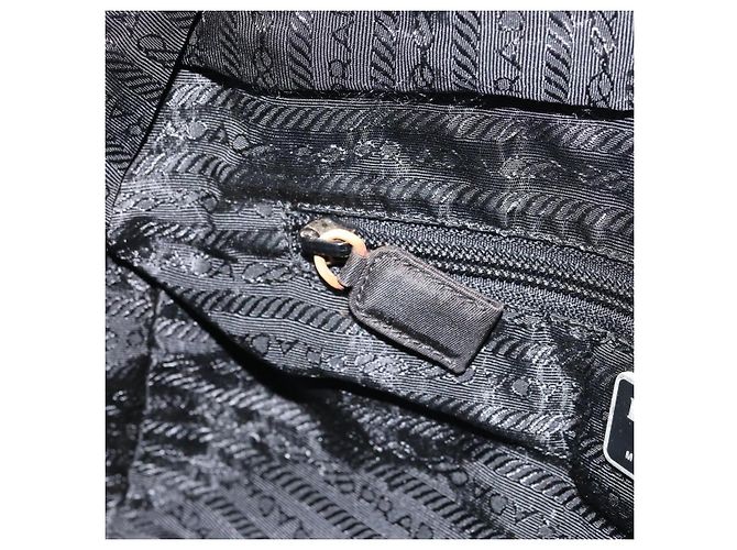 PRADA Borsa a mano in nylon nero argento Auth 158483 - vista 21
