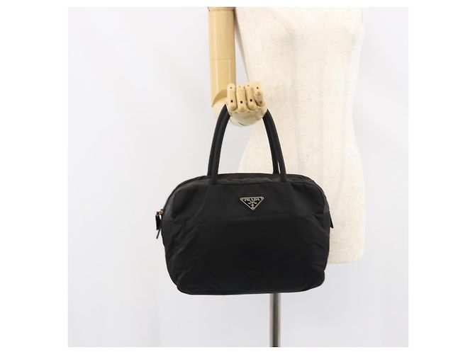 PRADA Borsa a mano in nylon nero argento Auth 158483 - vista 23