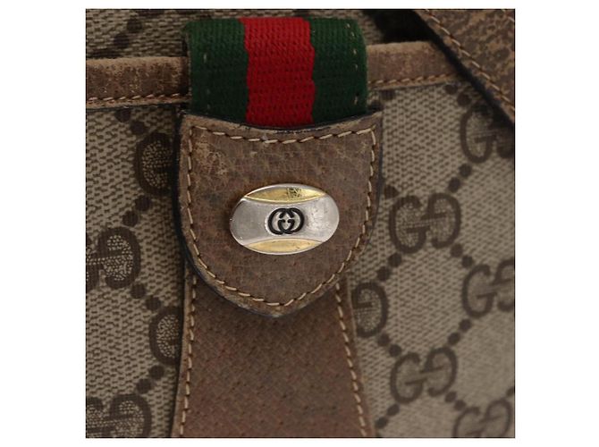 Gucci Borsa GG Supreme Web Sherry Line PVC Beige Oro 14 02 032 Auth 157751 D'oro - vista 15