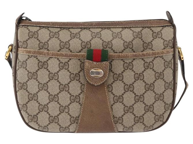 Gucci Borsa GG Supreme Web Sherry Line PVC Beige Oro 14 02 032 Auth 157751 D'oro - vista 2