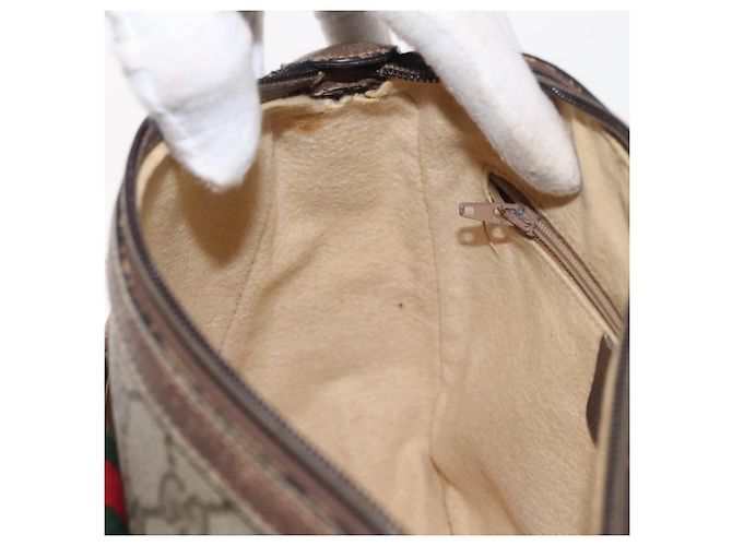 Gucci Borsa GG Supreme Web Sherry Line PVC Beige Oro 14 02 032 Auth 157751 D'oro - vista 20