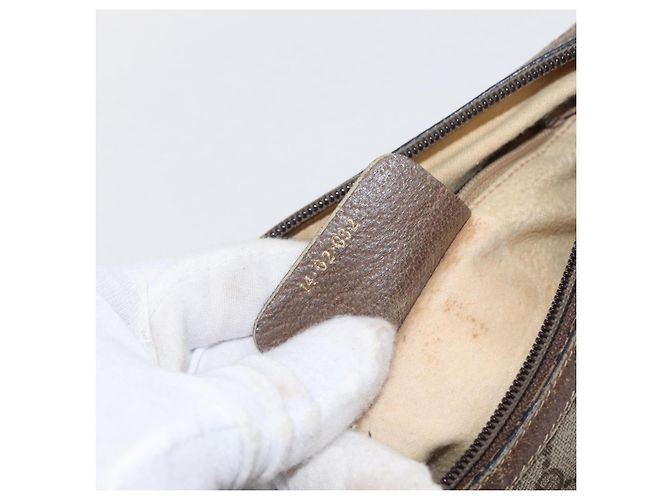 Gucci Borsa GG Supreme Web Sherry Line PVC Beige Oro 14 02 032 Auth 157751 D'oro - vista 23