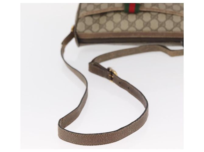 Gucci Borsa GG Supreme Web Sherry Line PVC Beige Oro 14 02 032 Auth 157751 D'oro - vista 7