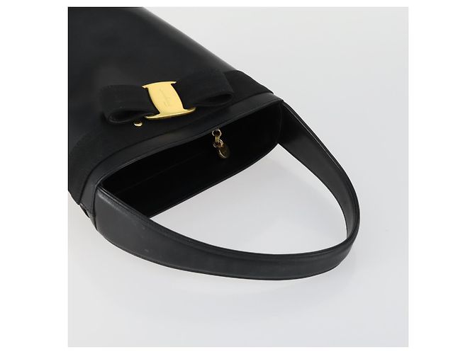 Borsa a mano in pelle Salvatore Ferragamo Gancini Vala 3 pezzi Nero Auth 157075 - vista 12