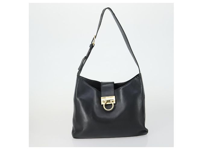 Borsa a mano in pelle Salvatore Ferragamo Gancini Vala 3 pezzi Nero Auth 157075 - vista 2