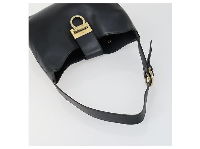 Borsa a mano in pelle Salvatore Ferragamo Gancini Vala 3 pezzi Nero Auth 157075 - vista 5