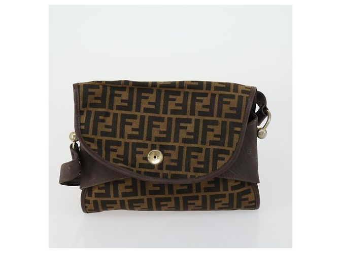 Set di 3 borse in tela Zucca PVC Givenchy Fendi Saint Laurent marrone nero Auth 156745 - vista 11