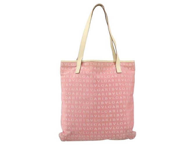 Bulgari Borsa Tote BVLGARI Logo Mania in tela rosa argento Auth 158388 - vista 13