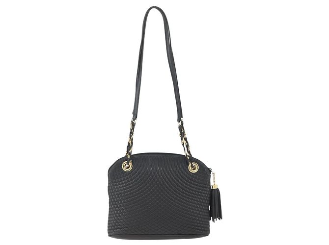 BALLY Borsa a Spalla a Catena Pelle Nera Oro Auth 158019 Nero D'oro - vista 2