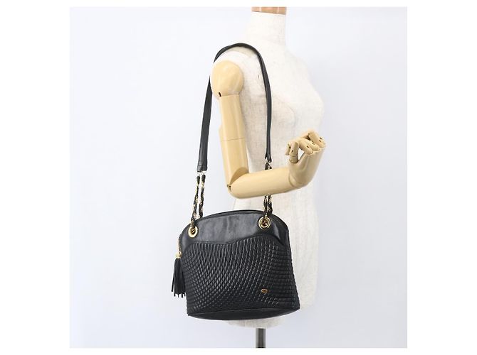 BALLY Borsa a Spalla a Catena Pelle Nera Oro Auth 158019 Nero D'oro - vista 22