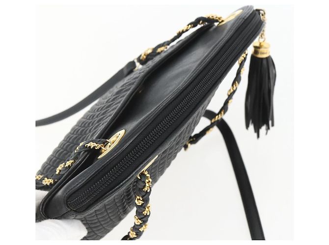 BALLY Borsa a Spalla a Catena Pelle Nera Oro Auth 158019 Nero D'oro - vista 6