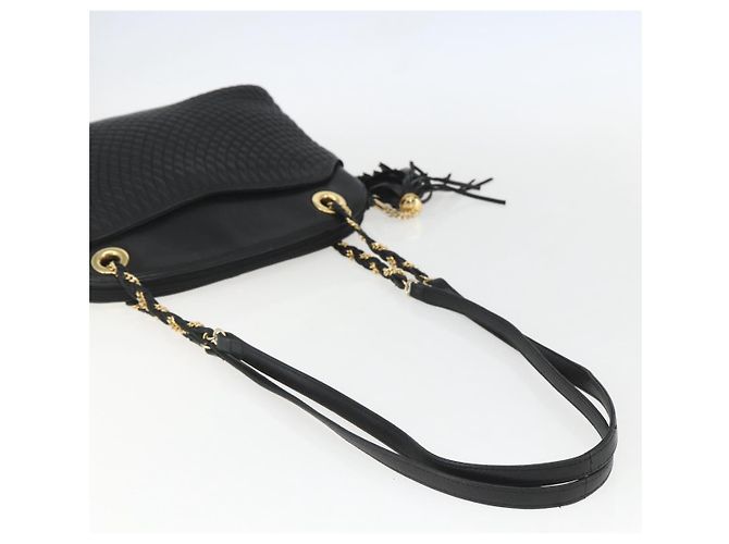 BALLY Borsa a Spalla a Catena Pelle Nera Oro Auth 158019 Nero D'oro - vista 7