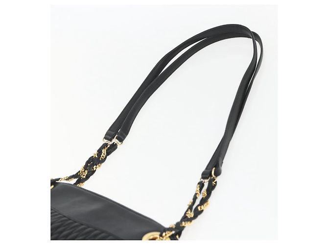 BALLY Borsa a Spalla a Catena Pelle Nera Oro Auth 158019 Nero D'oro - vista 8