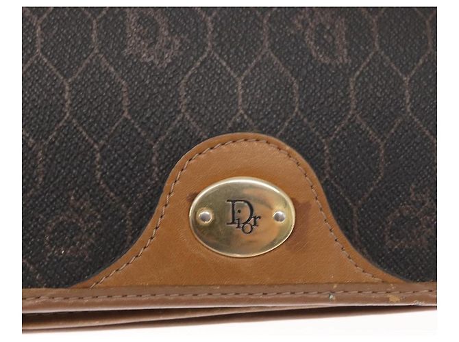 Borsa a spalla in tela a nido d'ape Christian Dior PVC nera e dorata Auth bs32106 Nero D'oro - vista 14