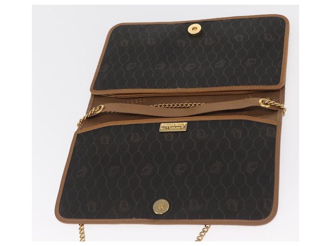 Borsa a spalla in tela a nido d'ape Christian Dior PVC nera e dorata Auth bs32106 Nero D'oro - vista 16