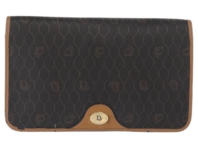 Borsa a spalla in tela a nido d'ape Christian Dior PVC nera e dorata Auth bs32106 Nero D'oro - vista 2