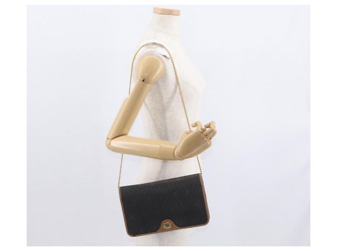Borsa a spalla in tela a nido d'ape Christian Dior PVC nera e dorata Auth bs32106 Nero D'oro - vista 23