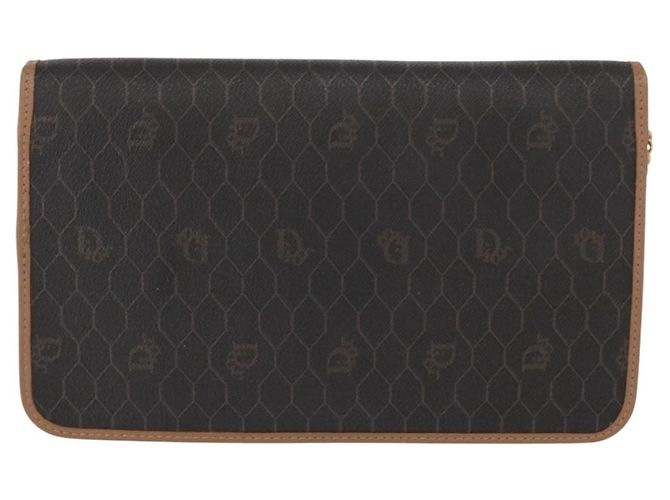 Borsa a spalla in tela a nido d'ape Christian Dior PVC nera e dorata Auth bs32106 Nero D'oro - vista 3