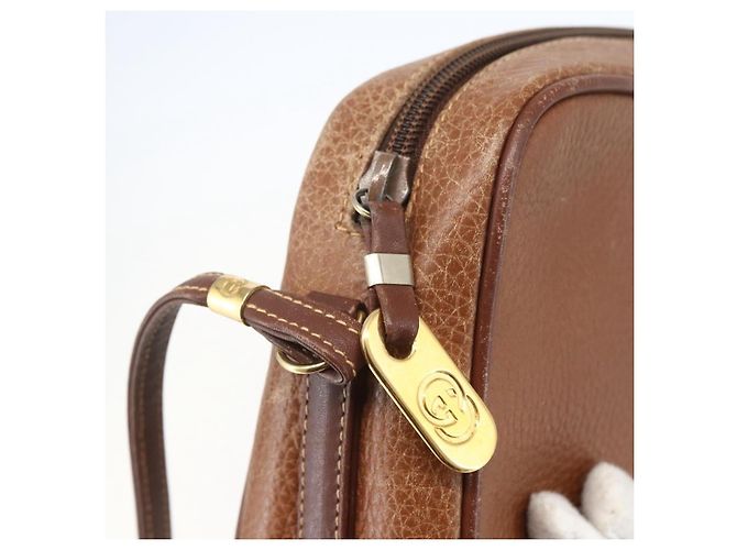 Gucci Sac à épaule en cuir marron doré Auth 158413 - vue 14