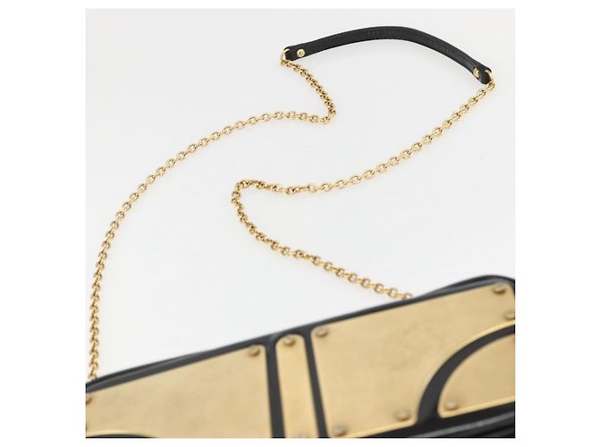 Borsa a Spalla Miu Miu Catena Smalto 2 in 1 Nero Oro Auth 159323V D'oro - vista 15